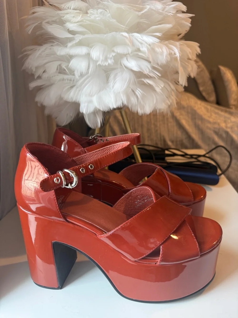 Jeffrey Campbell Women's Chunky Platform Sandals in Brick Red